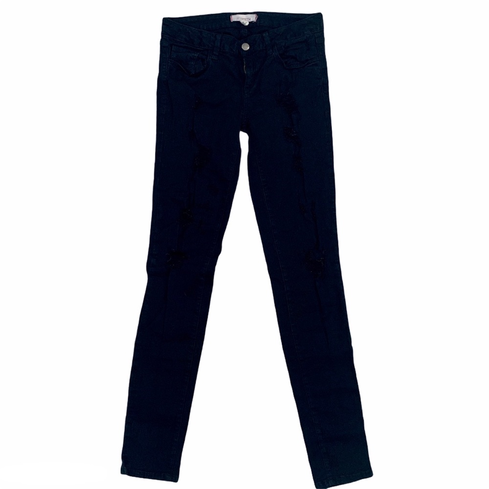 F21 Denim Women's Jeans Black Distressed Mid Rise